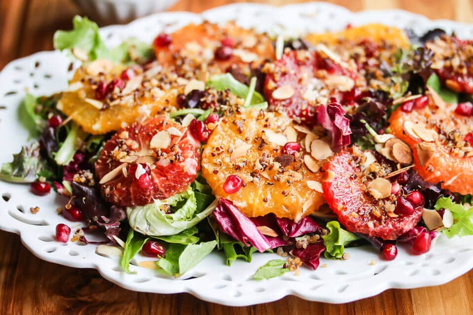 Orange Pomegranate Salad with Fennel Pollen and Toasted Quinoa