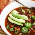 Slow Cooker Vegetarian Lentil Chili Soup - warm up your belly with this healthy, hearty flavorful soup