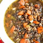 Slow Cooker Lentil Smoked Ham Soup - made with mineral rich chicken bone broth and a smoky ham bone, this simple lentil soup is rich and flavorful
