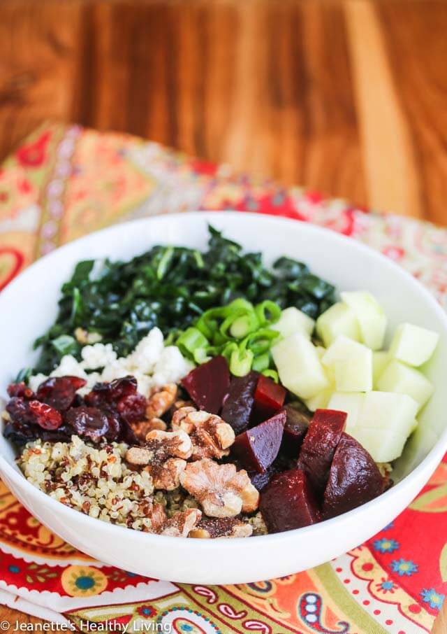 Quinoa Beet Kale Apple Walnut Goat Cheese Salad - a hearty and healthy winter salad perfect for lunch or dinner