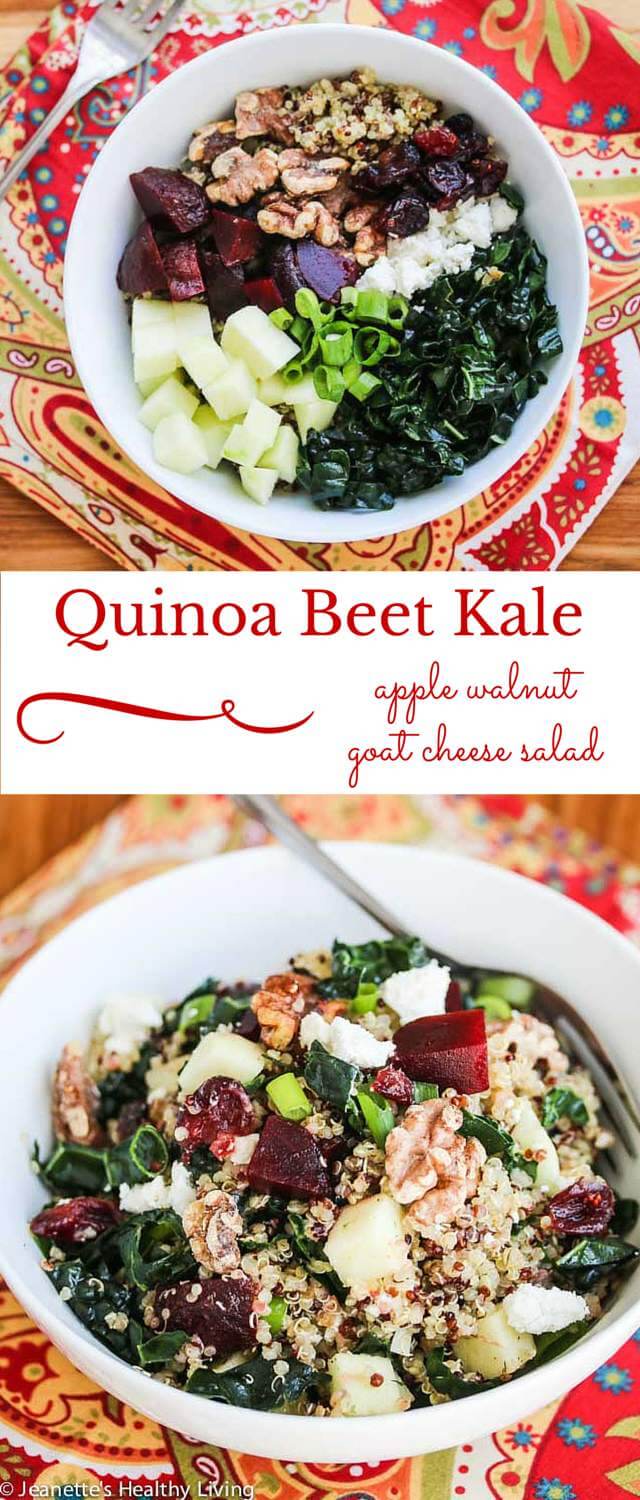 Quinoa Beet Kale Apple Walnut Goat Cheese Salad - a healthy winter salad perfect for lunch or dinner