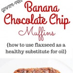 Banana Chocolate Chip Oat Flaxseed Almond Muffins - these healthy muffins use flaxseed to replace half the oil in the typical recipe