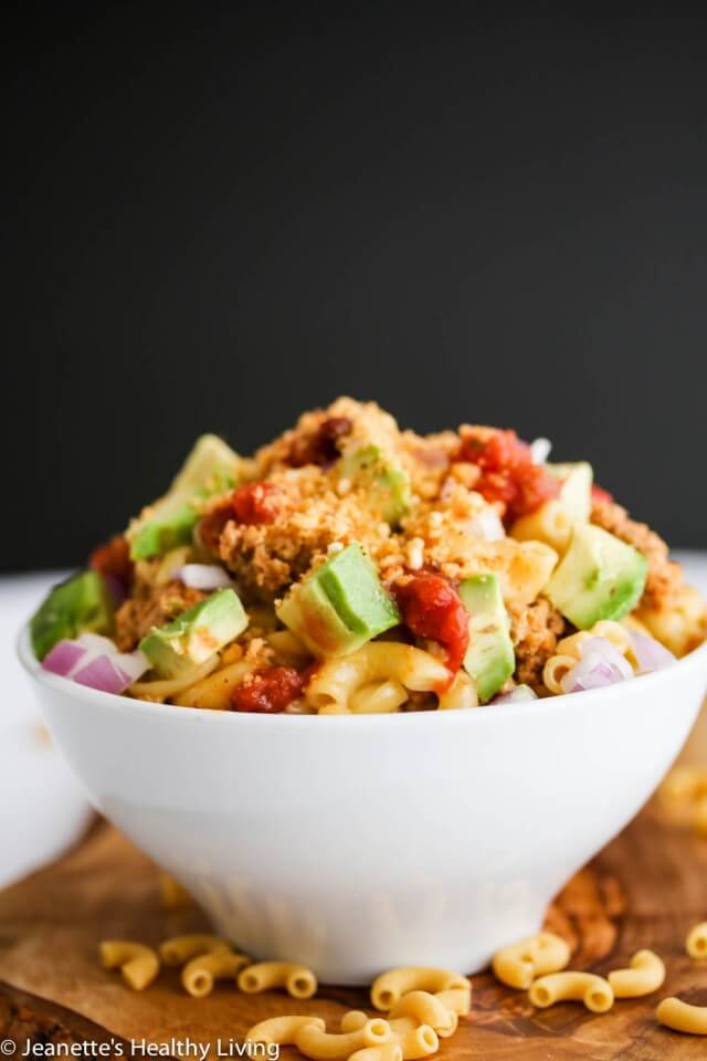 Gluten-Free Mexican Taco Nacho Macaroni and Cheese + 12 Healthy Gluten-Free Mexican Dinner Toppings and Mix Ins
