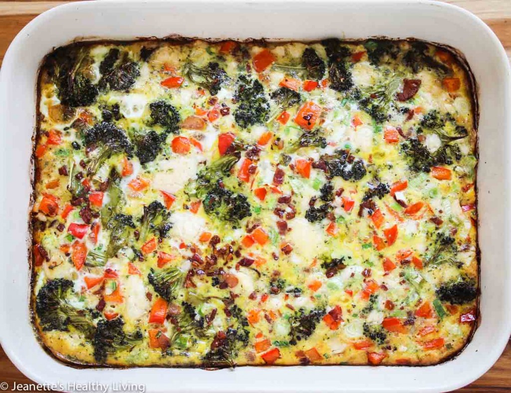 Roasted Broccoli Red Pepper Breakfast Casserole - great for a crowd at brunch!