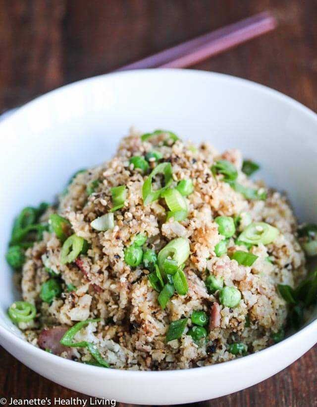 Bacon Cauliflower Garlic Fried Rice - This is a low-carb, healthy and delicious version of Filipino garlic fried rice