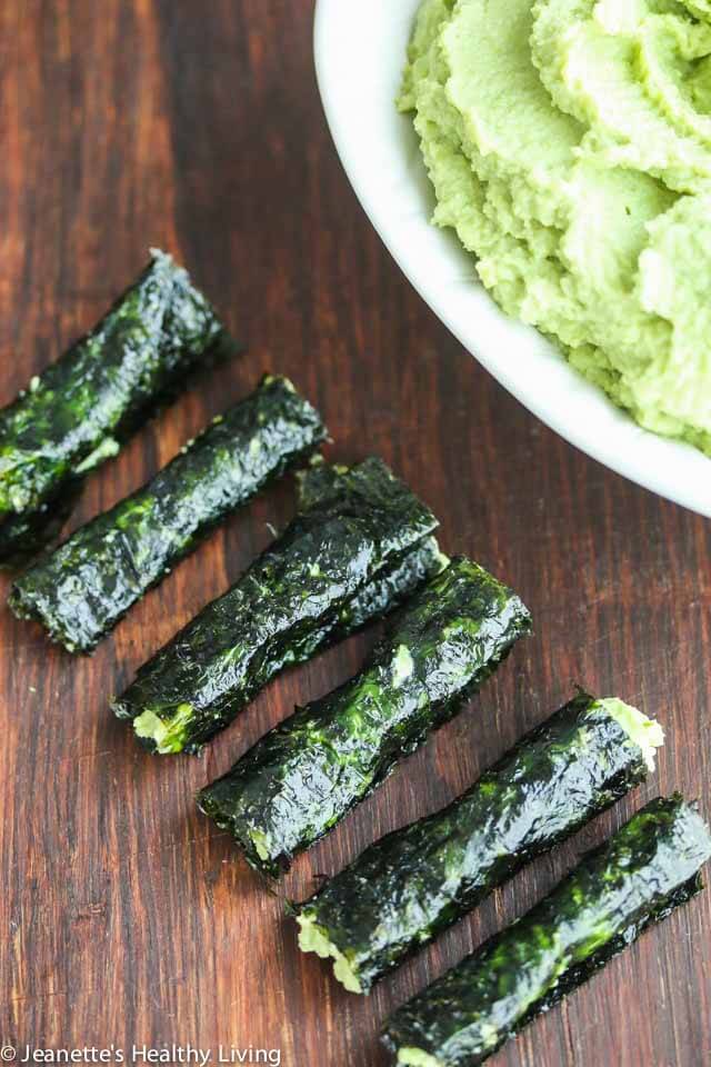 Edamame Avocado Miso Hummus - this protein packed dip is great with veggies or as a spread on nori seaweed wrappers
