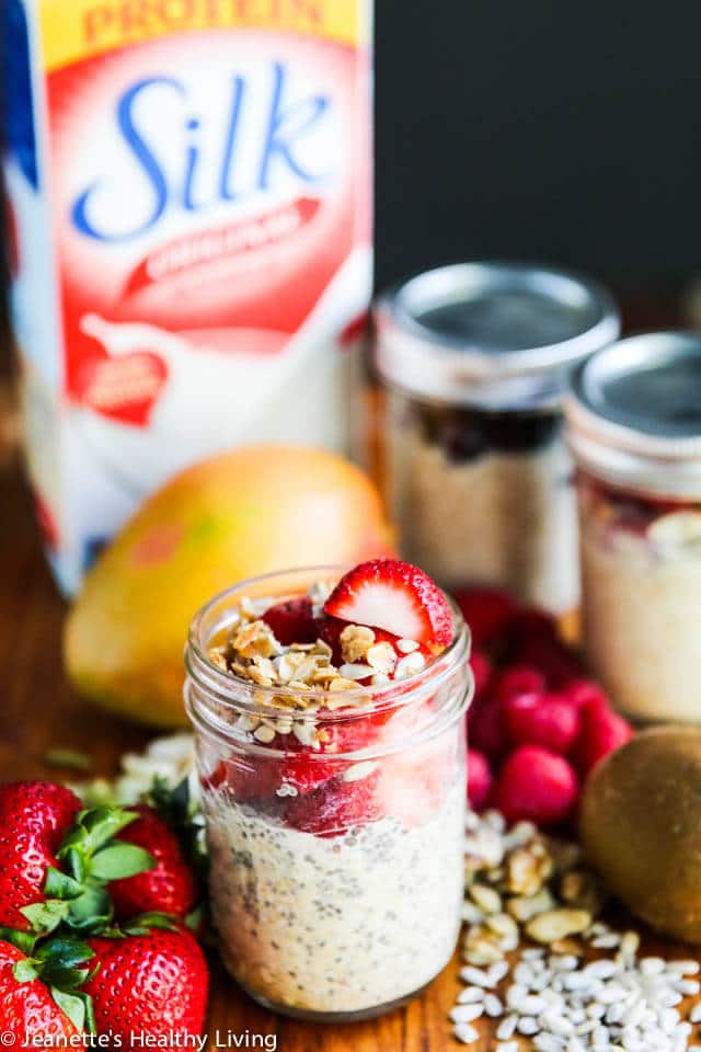 Twenty Healthy Overnight Oatmeal Recipes - these no-cook oatmeal in mason jars are a quick, healthy grab-and-go breakfast. Make a batch for the week and use any of these 20 recipe combinations. Nutrition facts included in this post.