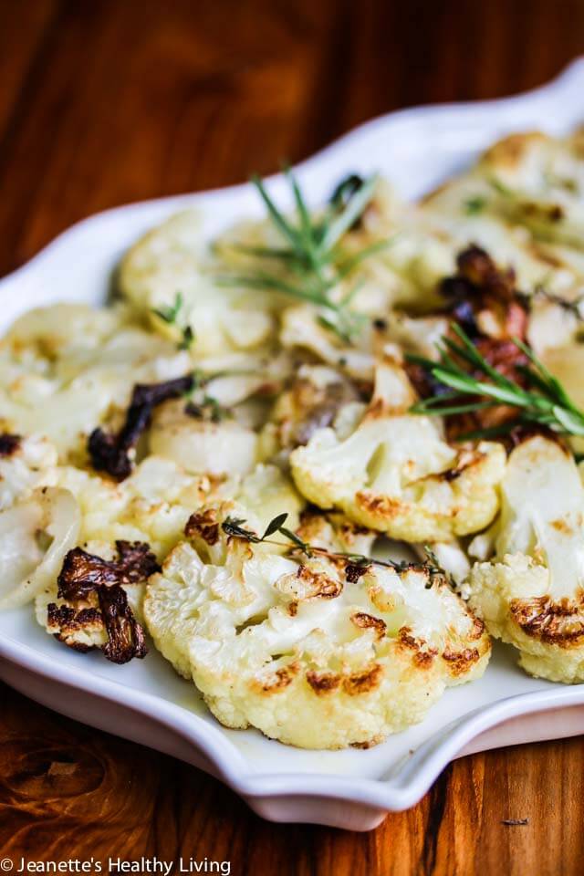 Grilled Cauliflower with Rosemary and Thyme - an easy side dish using fresh herbs for summer grilling