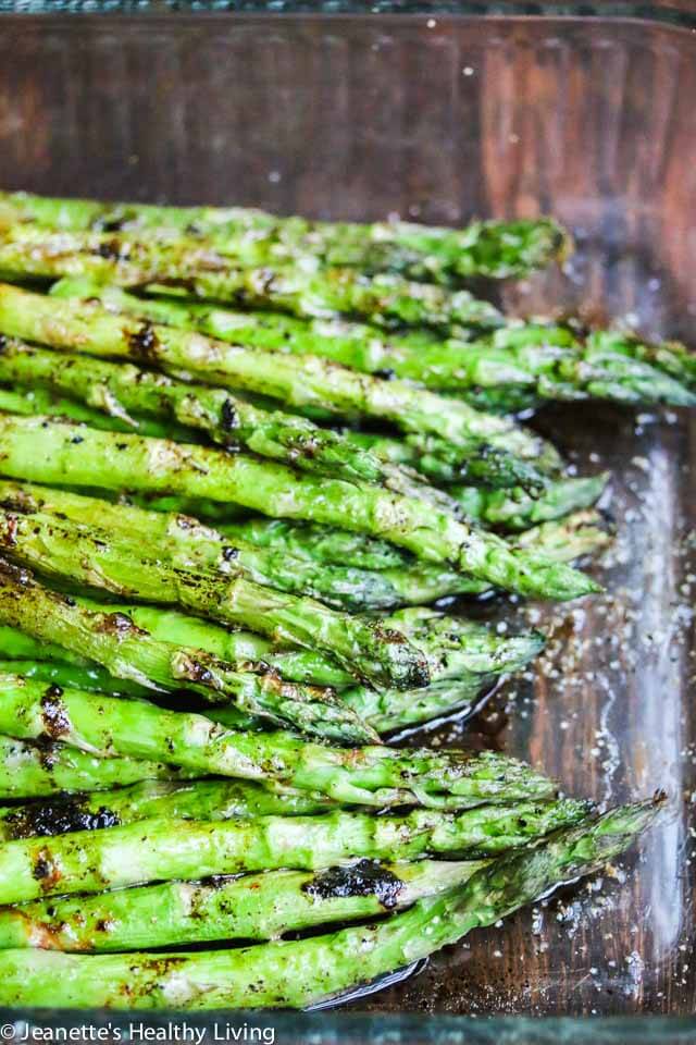 Grilled Asparagus with Balsamic Soy Butter Sauce - a super easy and delicious recipe with just 4 ingredients