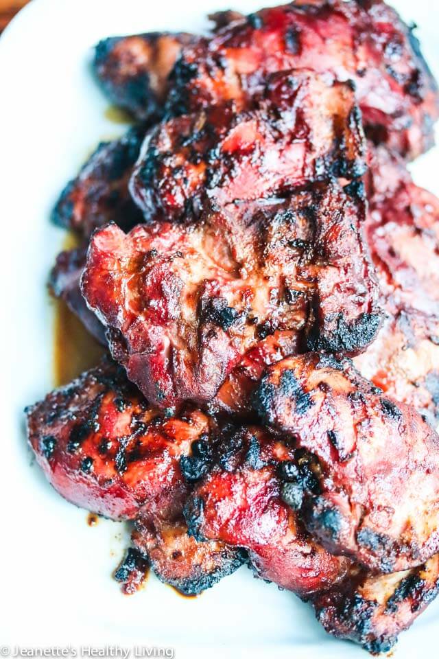 Grilled Chinese Char Siu Chicken - this marinade is phenomenal ~ no artificial colors in this recipe - brilliant red beet powder stands in for red food coloring