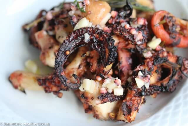 Greek Grilled Octopus - tender and flavorful, this octopus is marinated in olive oil infused with garlic, rosemary and thyme