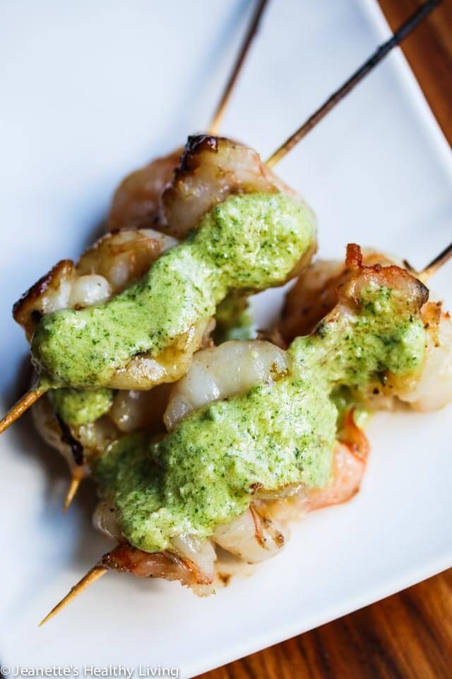 Grilled Shrimp with Mint Feta Pesto