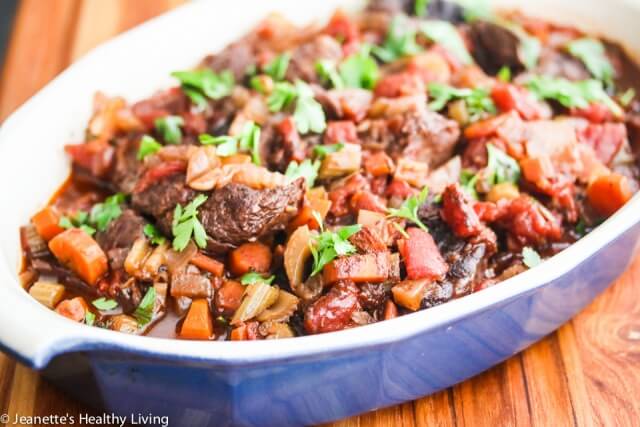 Slow Cooker Red Wine Beef Shank Stew - delicious over rice, pasta or mashed potatoes. Leftovers are terrific topped with mashed potatoes and baked, or made into beef vegetable soup (add leftover cooked whole grains or pasta)
