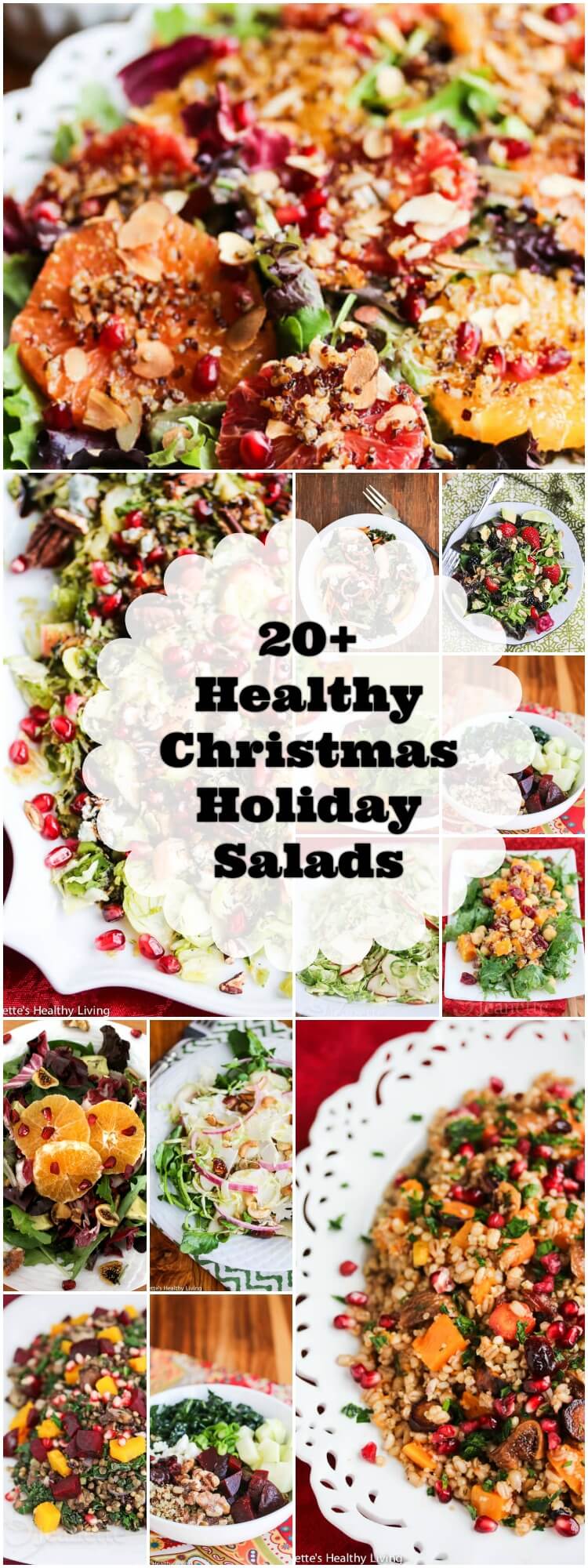 Healthy Christmas Holiday Salad Recipes - lighten up your Christmas holiday menu with one or more of these festive healthy salad recipes