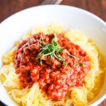 Healthy Slow Cooker Turkey Bolognese Sauce with Spaghetti Squash - this low carb meal will satisfy your craving for comfort food