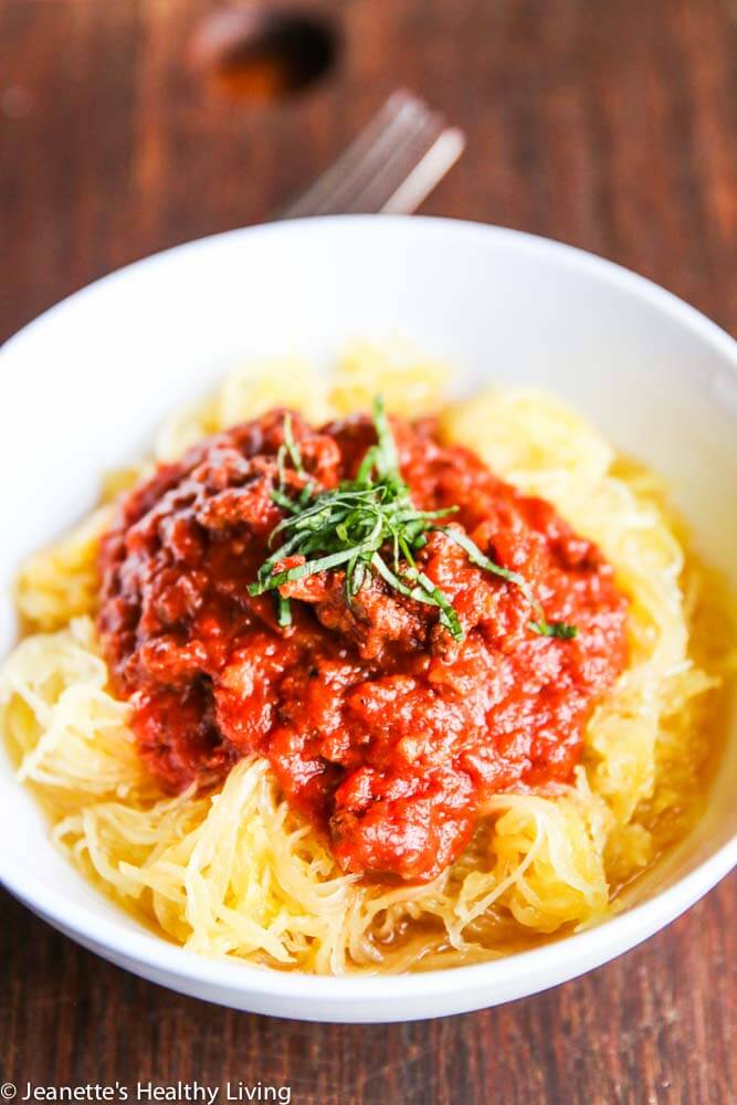 Slow Cooker Turkey Bolognese Sauce with Spaghetti Squash - this low carb meal will satisfy your craving for comfort food