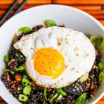 Kimchi Fried Forbidden Rice with Black Garlic - this one bowl meal is absolutely delicious! Spicy, sweet and full of flavor
