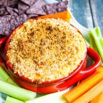 Skinny Buffalo Chicken Wing Dip - this lightened up dip is a game day favorite - the crunchy topping adds a special touch