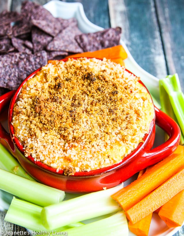 Skinny Buffalo Chicken Wing Dip - this lightened up dip is a game day favorite - the crunchy topping adds a special touch