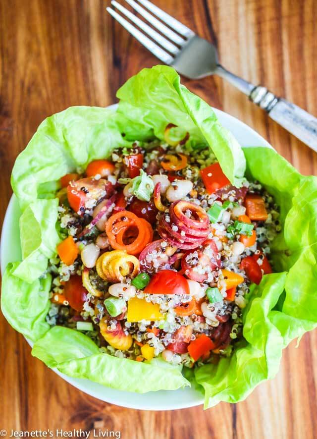 Rainbow Quinoa Vegetable Salad - this colorful quinoa salad is packed with clean, healthy ingredients