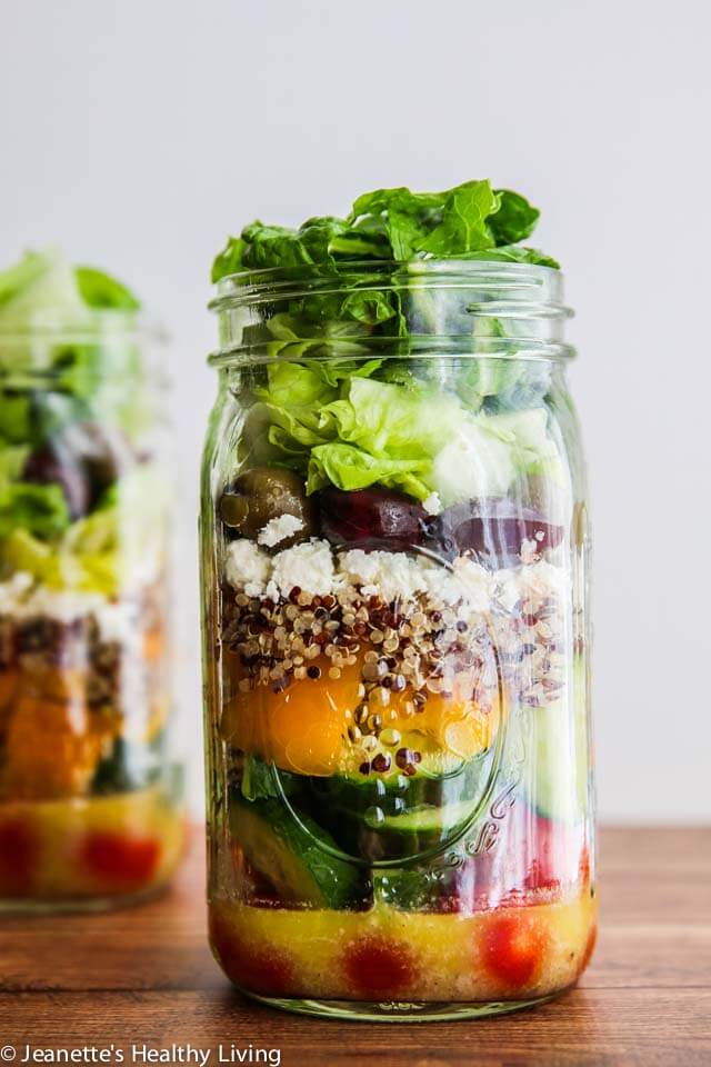 Mediterranean Salad In A Jar - pack this for lunch or dinner for a healthy and delicious on-the-go meal!