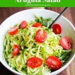 Sweet and Spicy Spiralized Cucumber Tomato Arugula Salad