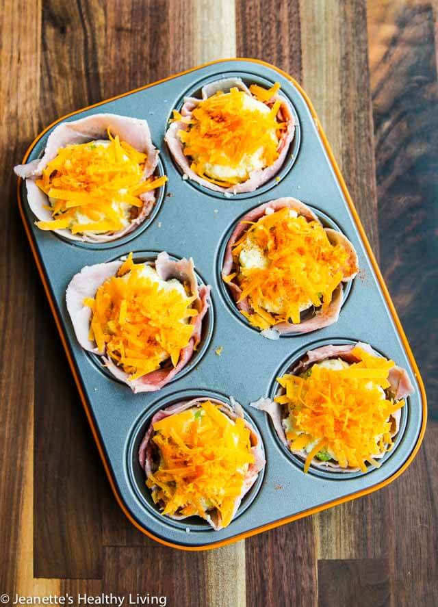 Ham Mashed Potato Breakfast Cups - these are a great way to use up leftover mashed potatoes - serve for breakfast or brunch