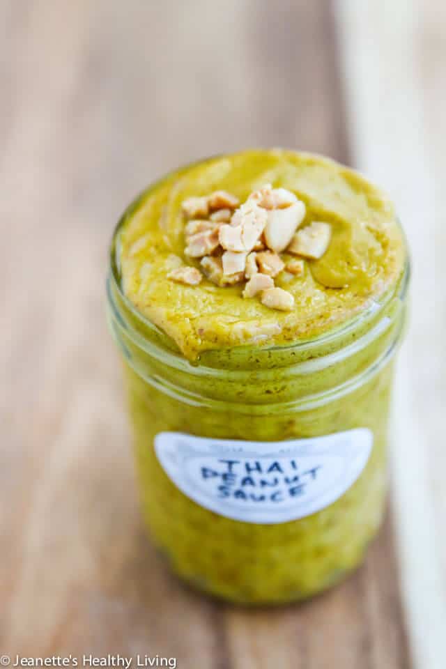 Thai Peanut Sauce - this recipe is a staple in our house - serve it with Thai chicken satay or beef satay skewers | https://jeanetteshealthyliving.com