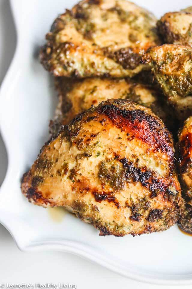 Vietnamese Lemongrass Cilantro Chicken - the marinade in this recipe is amazing! Delicious in salads, summer rolls, sandwiches or as a main course | https://jeanetteshealthyliving.com