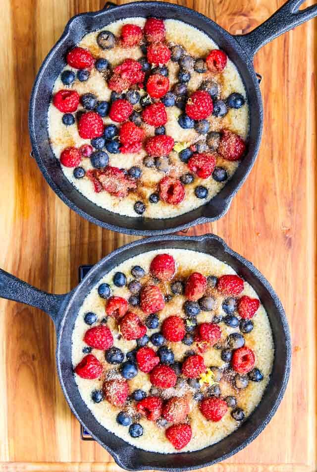 Raspberry Blueberry Oatmeal Cake - this healthy cake features fresh summer berries and whole grain oat flour - you could almost eat this for breakfast! ~ https://jeanetteshealthyliving.com