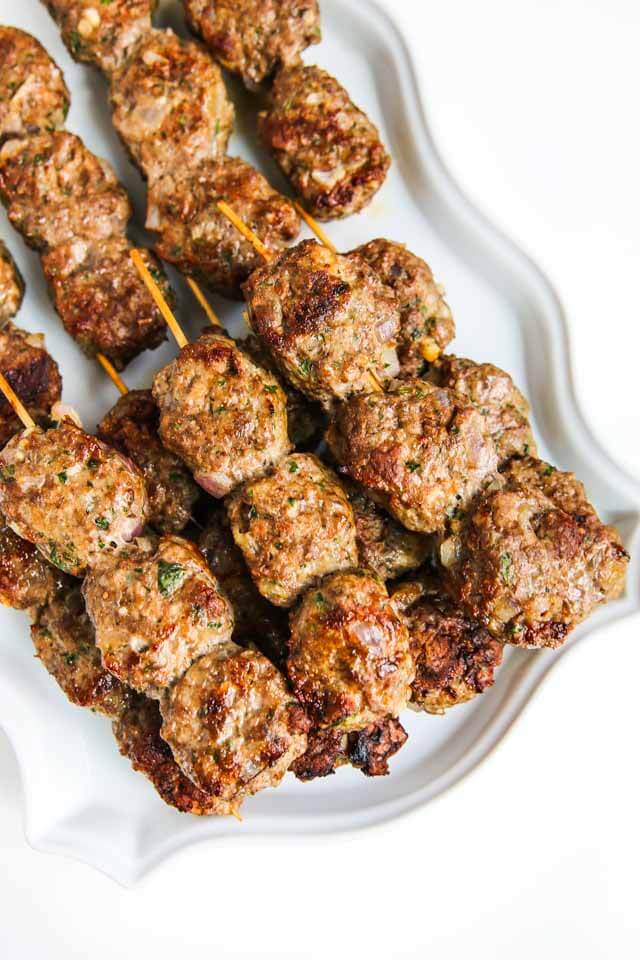 Turkey Beef Kofta Kebabs - these meatball kebabs are packed with flavor - serve in a pita or on top of a salad with tzatziki sauce ~ https://jeanetteshealthyliving.com
