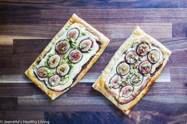 Gluten Free Fig Frangipane Tart - made with gluten free puff pastry, this elegant tart features fresh figs, frangipane and pistachios