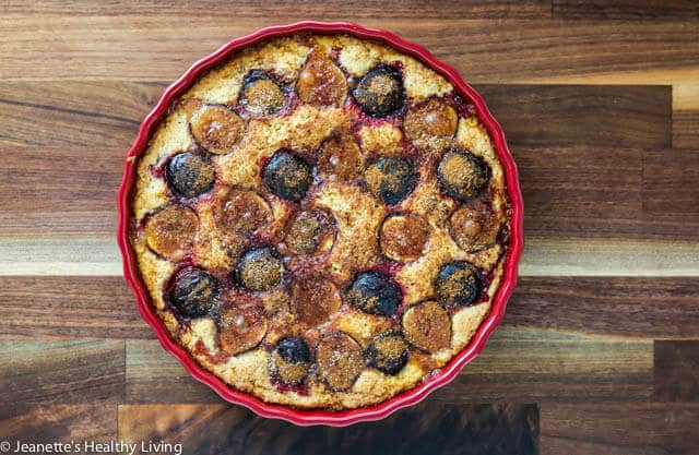 Fig Plum Orange Torte - this fruit topped cake is made with whole wheat pastry flour, making it a healthy Fall dessert. Just 330 calories a 
