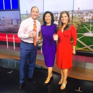 Jeanette Chen with Stephanie Simoni and Gil Simmons at WTNH TV station
