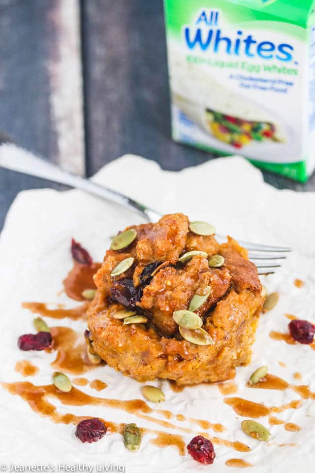 Pumpkin Orange Cranberry French Toast Muffin Cups - these portable French toast cups are perfect for busy weekday mornings! 277 calories, 11.7 grams protein and zero cholesterol each ~ https://jeanetteshealthyliving.com
