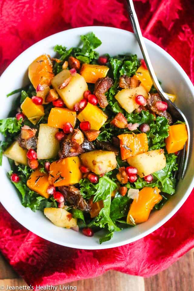 Butternut Squash Apple Kale Salad - this Fall harvest salad is delicious and packed with nutritious ingredients