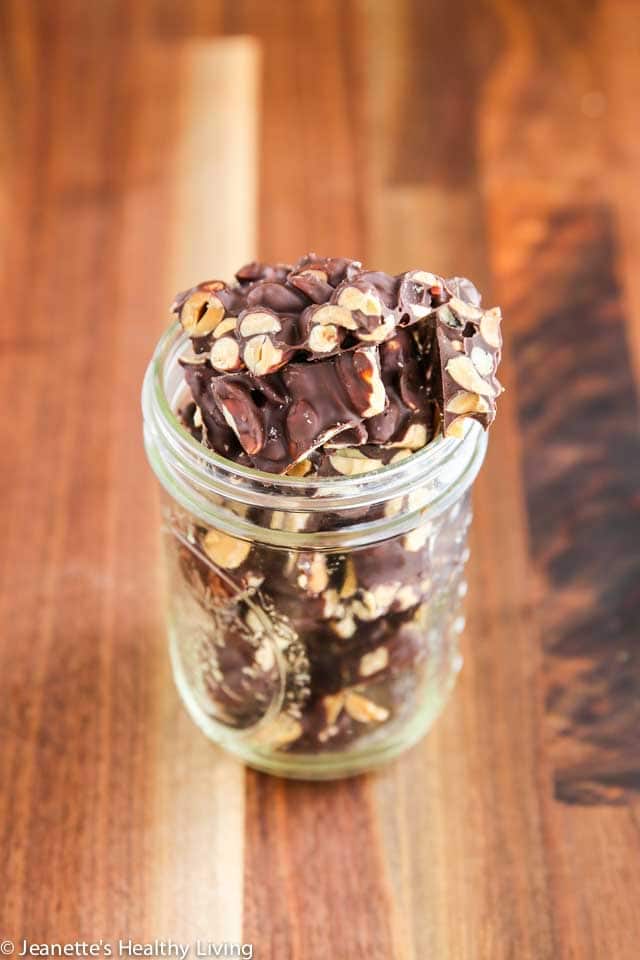 Salted Dark Chocolate Peanut Bark - just 3 ingredients to make this easy treat. Perfect for Valentines Day