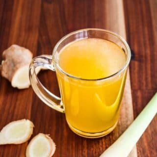 Ginger Lemongrass Chicken Broth - this broth is scented with crushed fresh lemongrass and ginger.