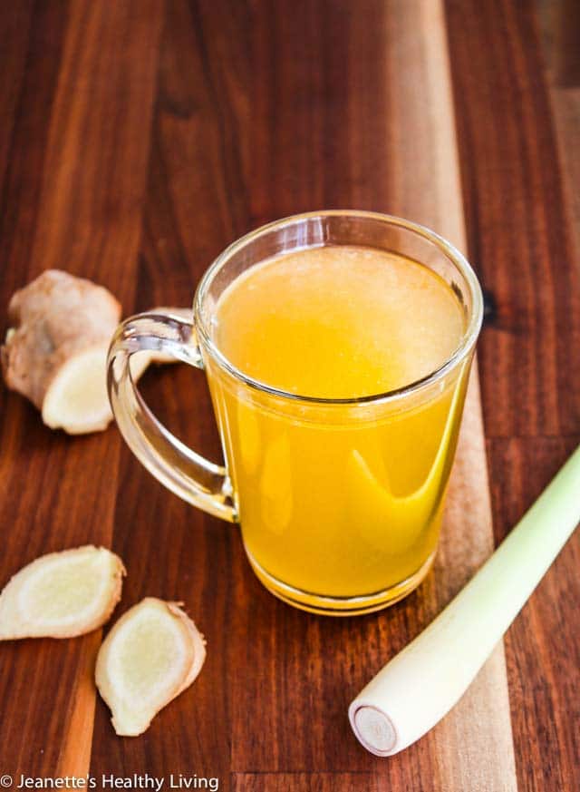 Lemongrass Ginger Chicken Broth - this broth is scented with crushed fresh lemongrass and ginger. 