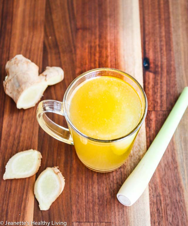 Lemongrass Ginger Chicken Broth - this broth is scented with crushed fresh lemongrass and ginger. 