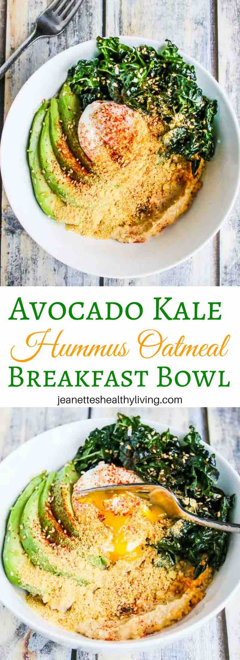Avocado Kale Oatmeal Bowl - this healthy breakfast bowl is packed with nutrients