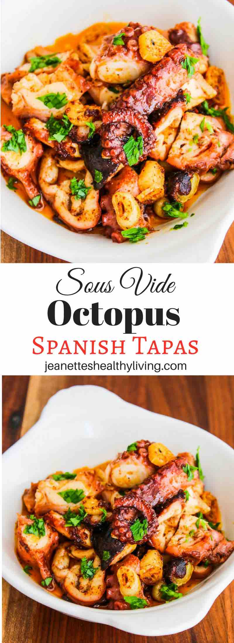 Sous Vide Octopus Spanish Tapas - the most tender octopus, seasoned with garlic and smoked paprika for the perfect tapas