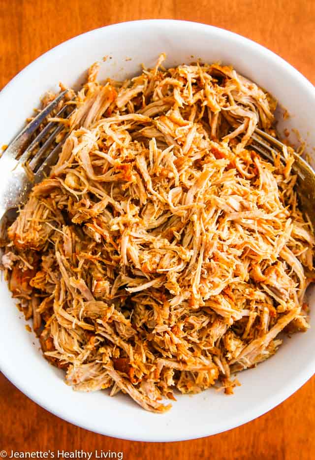 Instant Pot Colombian Shredded Pork - takes just 30 minutes to cook until tender. Delicious in burrito bowls, tacos, empanadas, arepas or nachos