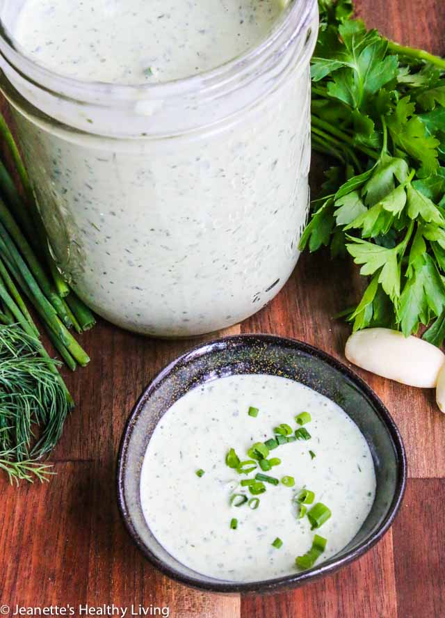 Poblano Ranch Sauce - roasted poblano pepper adds a little heat to this fresh ranch dip/dressing made with parsley, chives and dill