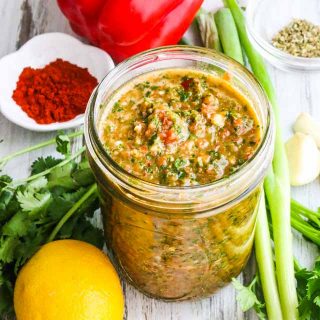 Red Chimichurri Sauce - smoky and a touch spicy - delicious served over grilled meats, fish and vegetables