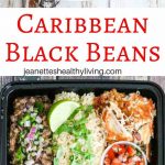 Caribbean Black Beans - quick, easy, healthy vegetarian/vegan dish; cilantro onion jalapeno salsa on top; great for meal prep