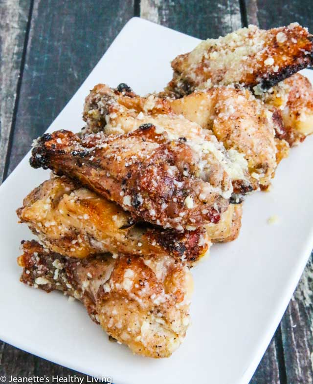 Parmesan Garlic Chicken Wings - garlicky and cheesy, these wings are lip smacking delicious. Made in oil-less fryer