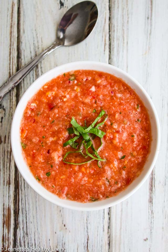 Watermelon Tomato Gazpacho - refreshing, delicious, low calories, no fat summer soup