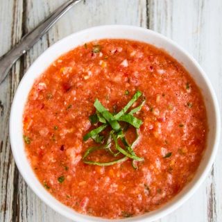 Watermelon Tomato Gazpacho - refreshing, delicious, low calories, no fat summer soup