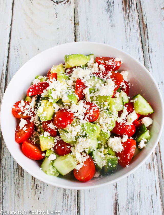 Avocado Tomato Cucumber Feta Salad - simple, delicious, healthy summer salad for lunch or dinner